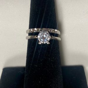 NEW 1ct CZ Diamond silver ring w/band set size5